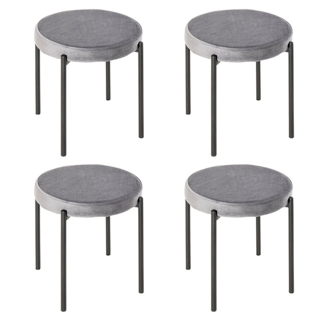 Samtbänke, gepolsterte Sitzfläche, 4er-Set, stahlgrau