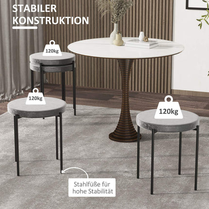 Samtbänke, gepolsterte Sitzfläche, 4er-Set, stahlgrau
