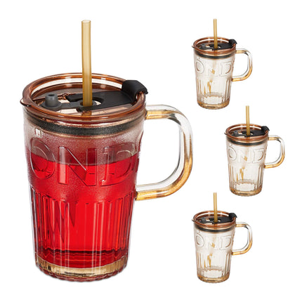 Set of 4 drinking glasses with handles
