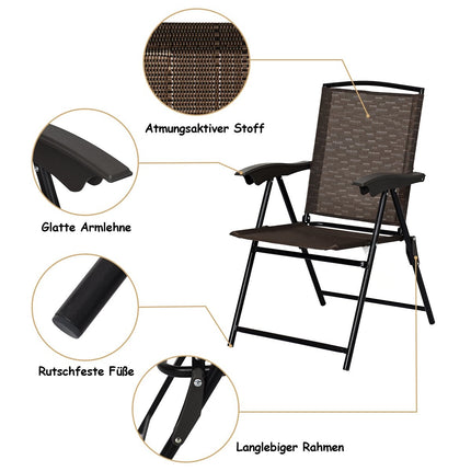 4er Set Klappstuhl Hochlehner Gartenstuhl Klappstuhl 69x54cmx90cm braun