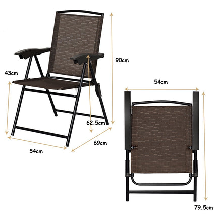 4er Set Klappstuhl Hochlehner Gartenstuhl Klappstuhl 69x54cmx90cm braun