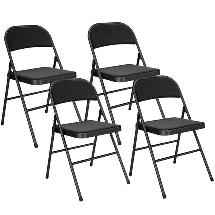 Klappstühle 4er-Set, Schwarz, Metallbeine, gepolsterte Sitze