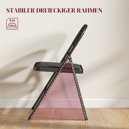 Klappstühle 4er-Set, Schwarz, Metallbeine, gepolsterte Sitze
