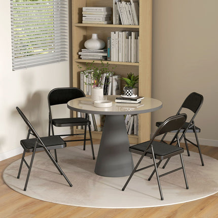 Klappstühle 4er-Set, Schwarz, Metallbeine, gepolsterte Sitze