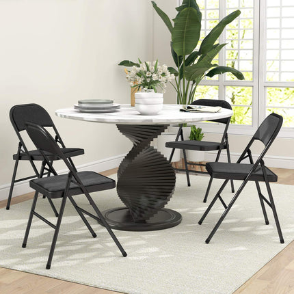 Klappstühle 4er-Set, Schwarz, Metallbeine, gepolsterte Sitze