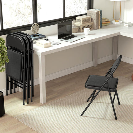 Klappstühle 4er-Set, Schwarz, Metallbeine, gepolsterte Sitze