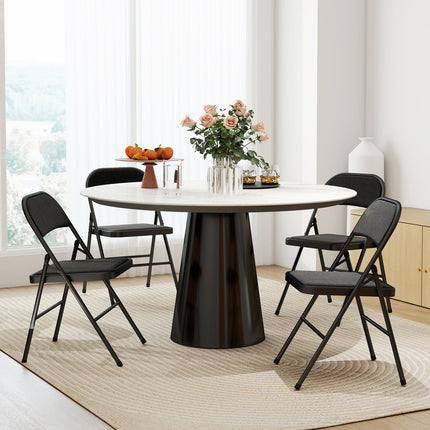 Klappstühle 4er-Set, Schwarz, Metallbeine, gepolsterte Sitze