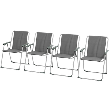 Set aus 4 grauen, klappbaren Gartenstühlen mit Armlehnen