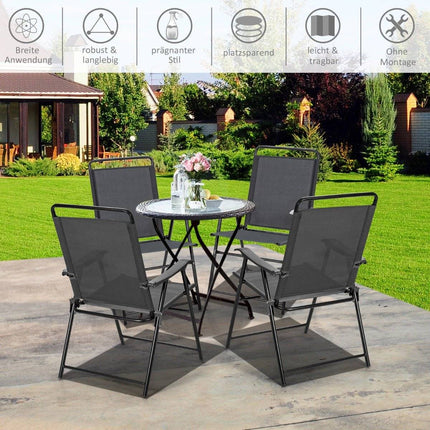 Set van 4 opvouwbare stoelen voor buiten met ademende stof en antislip voetjes voor een terrasstoel