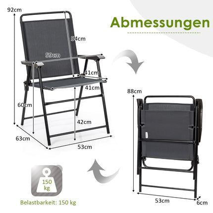 Set van 4 opvouwbare stoelen voor buiten met ademende stof en antislip voetjes voor een terrasstoel