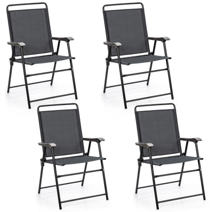 Set van 4 opvouwbare stoelen voor buiten met ademende stof en antislip voetjes voor een terrasstoel