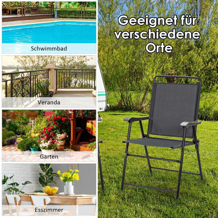 Set van 4 opvouwbare stoelen voor buiten met ademende stof en antislip voetjes voor een terrasstoel