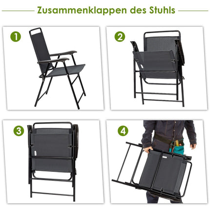 Set van 4 opvouwbare stoelen voor buiten met ademende stof en antislip voetjes voor een terrasstoel