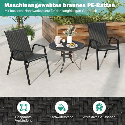 Lot de 4 chaises de jardin empilables en rotin PE avec accoudoirs chaises empilables 66 x 51 x 84 cm