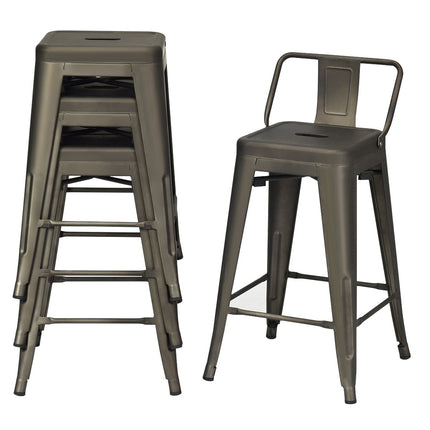 Set of 4 stackable metal dining chairs with removable backrest and 60 cm seat height