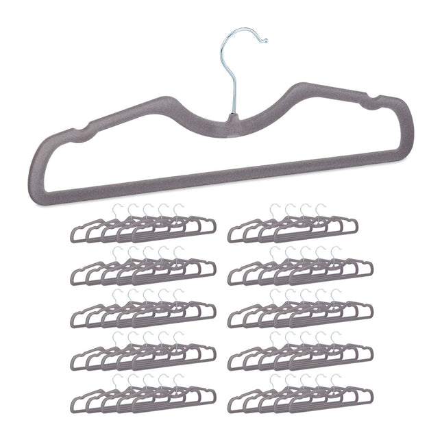Set of 50 flocked coat hangers