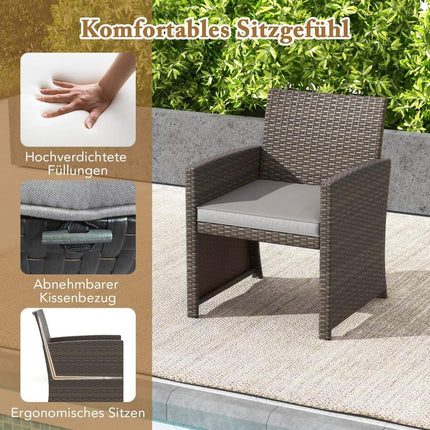 5er Set Rattanmöbel Set Möbel Terrassen Sitzgruppe Braun + Grau