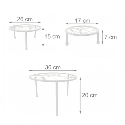 Set van 5 ronde plantenstandaards van koolstofstaal