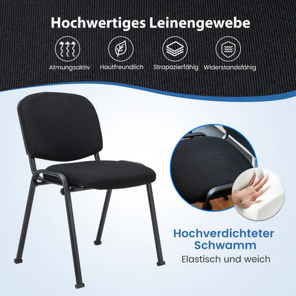 Set of 5 Stackable Conference Chairs, Black, Metal Frame