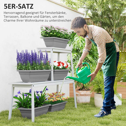 Set of 5 stackable weatherproof flower pots, 59x21x16 cm