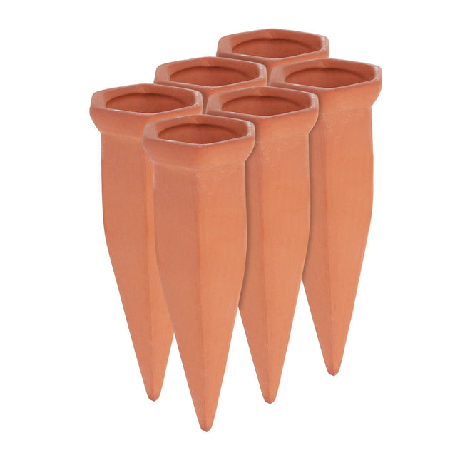 Set aus 6 Bewässerungskegeln aus Ton