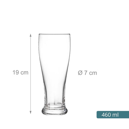 6er-Set klarer Biergläser, 460 ml, spülmaschinenfest
