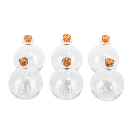 Set of 6 Glass Bottles with Corks, 260ml Capacity
