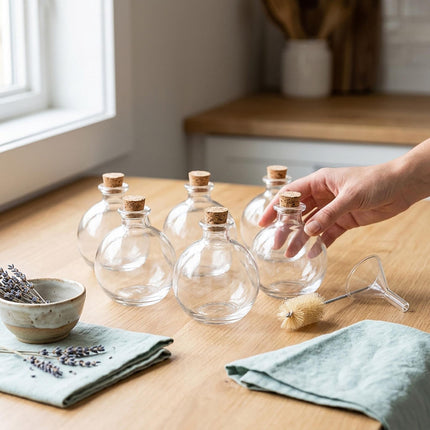 Set of 6 Glass Bottles with Corks, 260ml Capacity