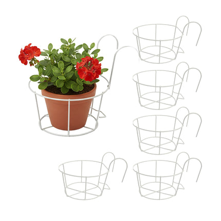 Set of 6 Hanging Planters with Hooks for Balcony