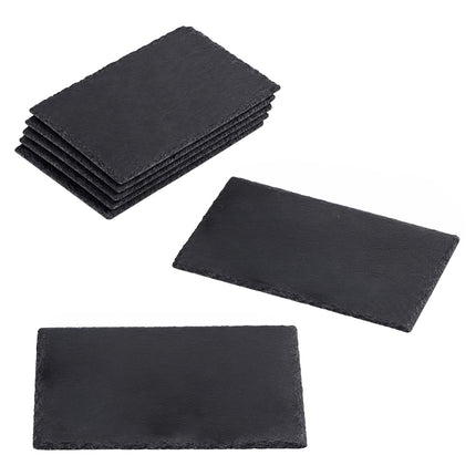 Set of 6 Slate Plates for Sushi, Cheese and Bread, Anthracite