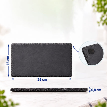 Set of 6 Slate Plates for Sushi, Cheese and Bread, Anthracite