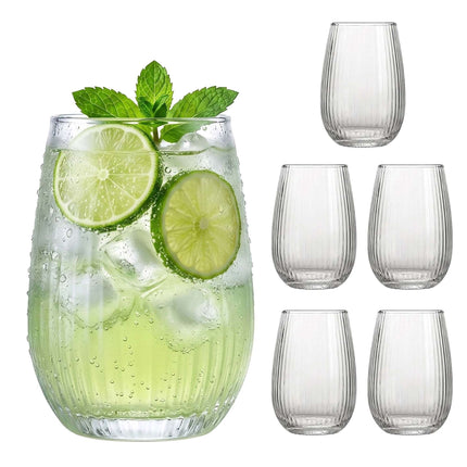 6er Set transparente Trinkgläser, 400 ml Fassungsvermögen