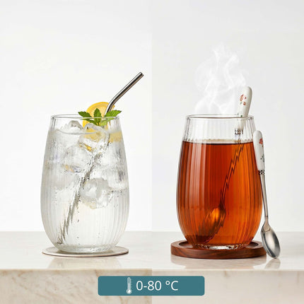 6er Set transparente Trinkgläser, 400 ml Fassungsvermögen