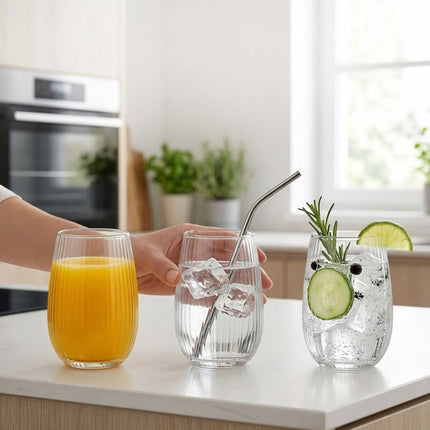 6er Set transparente Trinkgläser, 400 ml Fassungsvermögen