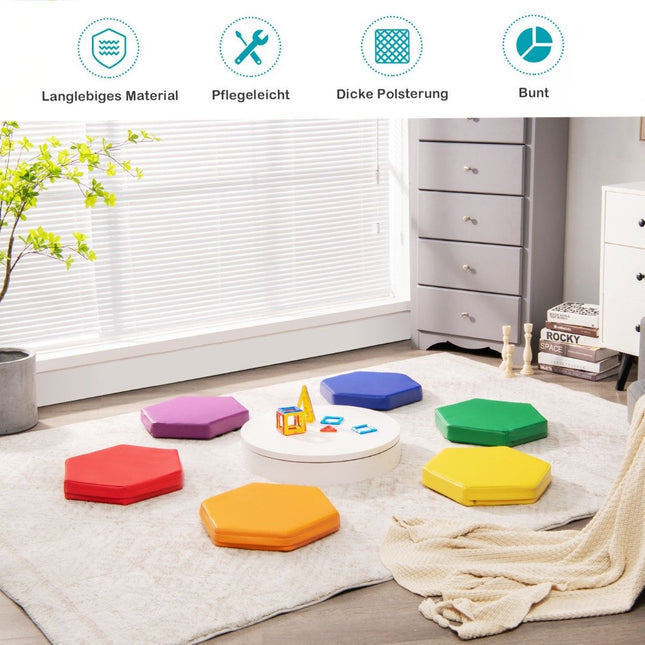 Lot de 6 coussins de chaise pour enfants avec poignée et fermeture éclair, coussin d'assise, rehausseur, coussin principal, coloré