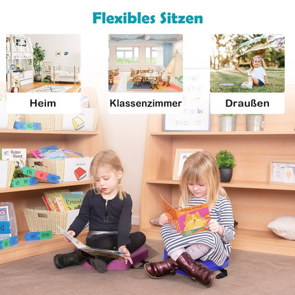 Set van 6 kinderstoelkussens met handvat en rits, zitkussen, zitverhoger, hoofdkussen, kleurrijk