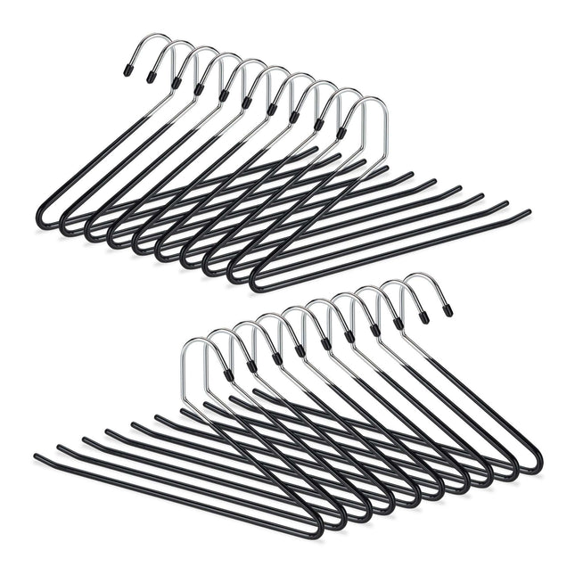 Set of black trouser hangers with non-slip protection