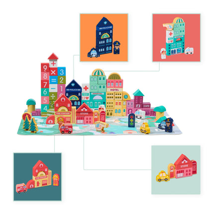 Set of wooden building blocks City