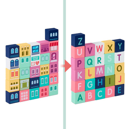 Set of wooden building blocks City