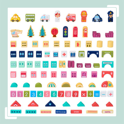 Set of wooden building blocks City
