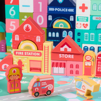 Set of wooden building blocks City