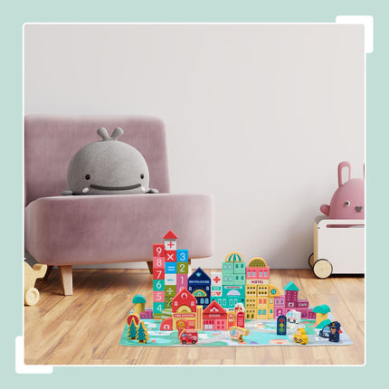 Set of wooden building blocks City