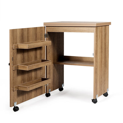 Nähmaschinentisch Klappbarer Nähtisch mit Ablagefächern 118,5 x 40 x 79,5 cm Natur