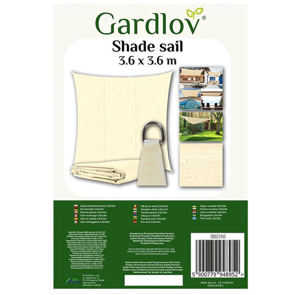 Sonnensegel 3,6x3,6m Gardlov 23165 