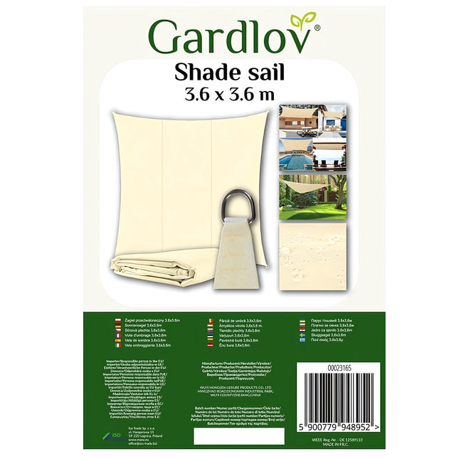 Sonnensegel 3,6x3,6m Gardlov 23165 