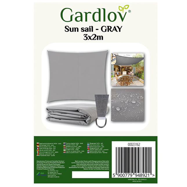 Sonnensegel 3x2m - grau Gardlov 23162 