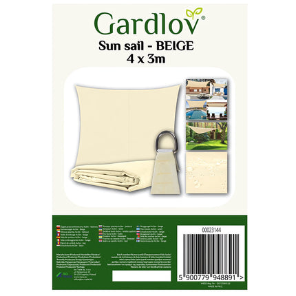 Sonnensegel 4x3m - beige Gardlov 23144 