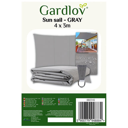Sonnensegel 4x3m - grau Gardlov 23143 