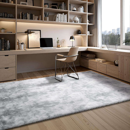 Shag Area Rug 6x9 ft, Plush, Slip-Resistant, Gray