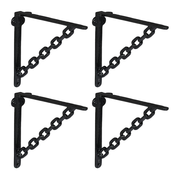 Regalhalter, Kettendesign, Gusseisen, 4er Set